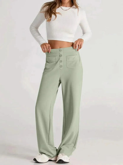 High Waist Wide Leg Pants - Bad Moms Club