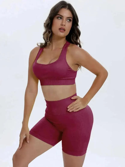 Scoop Neck Wide Strap Top and Shorts Active Set - Bad Moms Club