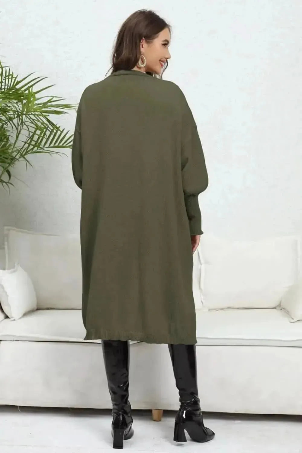 Open Front Dropped Shoulder Cardigan - Bad Moms Club