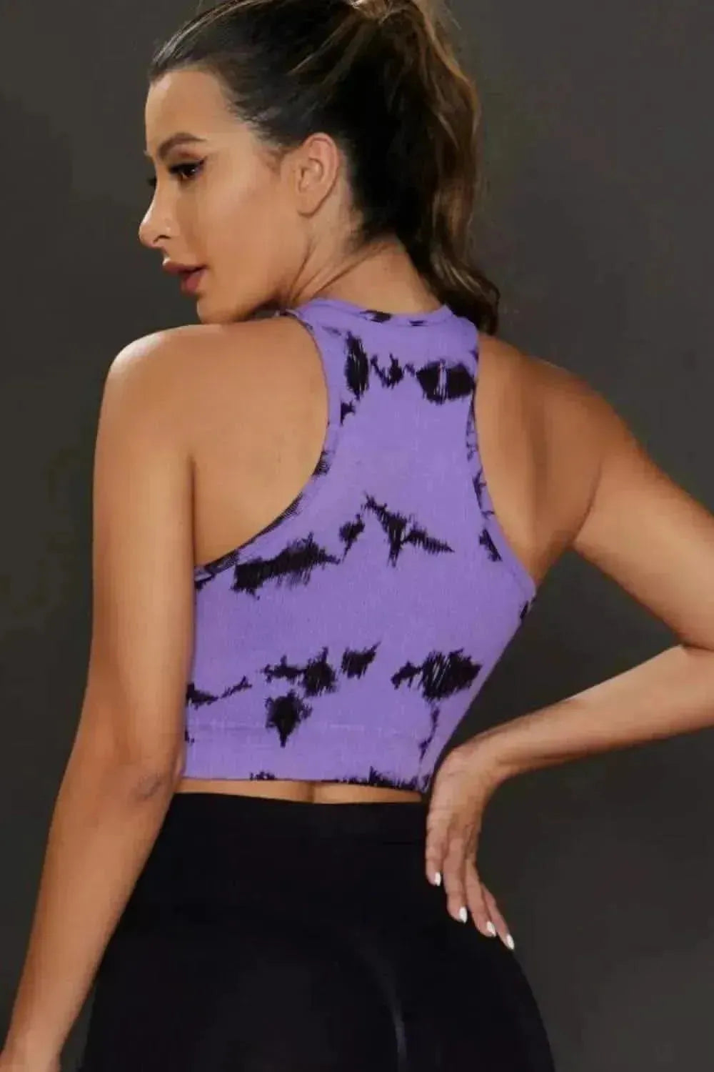Tie-dye Cropped Round Neck Tank Top - Bad Moms Club