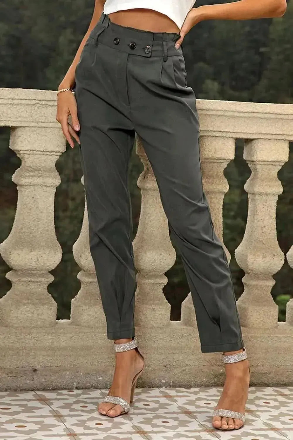 High Waist Cropped Pants - Bad Moms Club