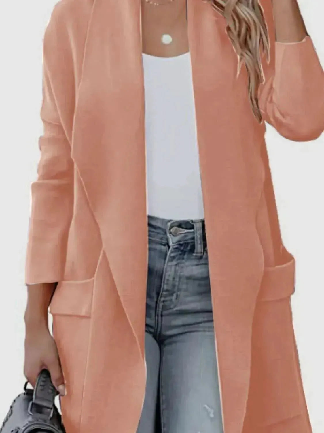 Open Front Dropped Shoulder Outerwear - Bad Moms Club