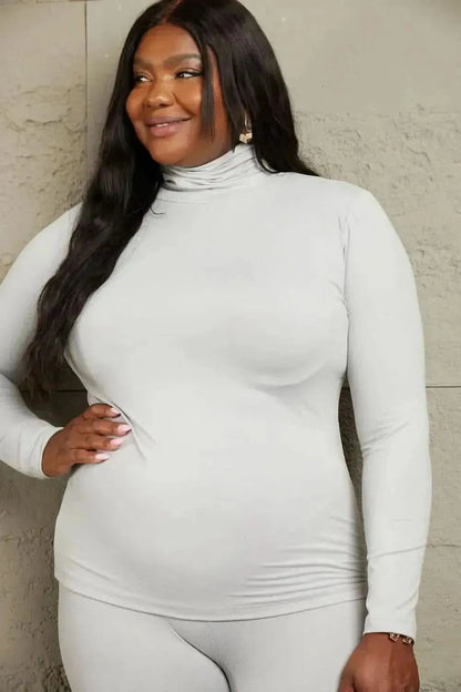 Zenana Friend in Me Full Size Mock Neck Top and Leggings Set - Bad Moms Club