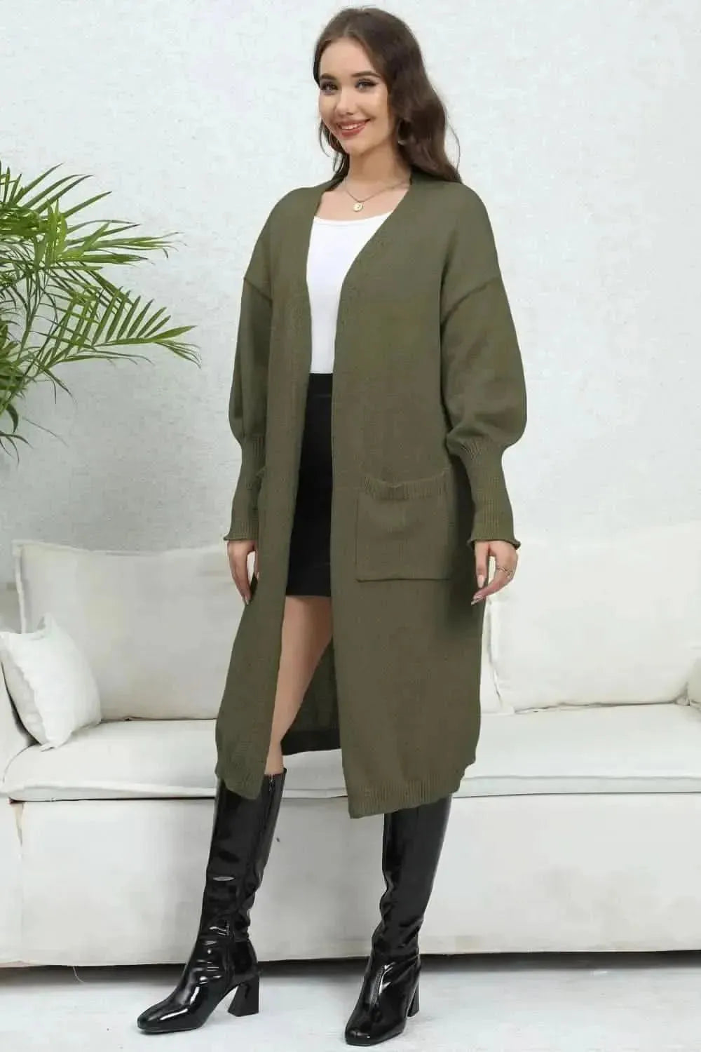 Open Front Dropped Shoulder Cardigan - Bad Moms Club