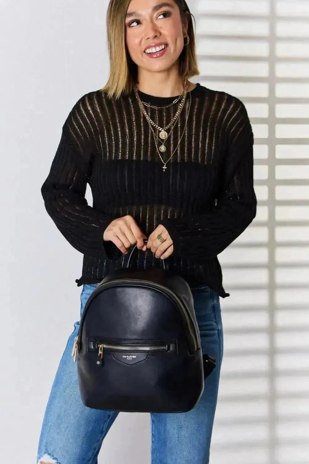 David Jones PU Leather Backpack - Bad Moms Club