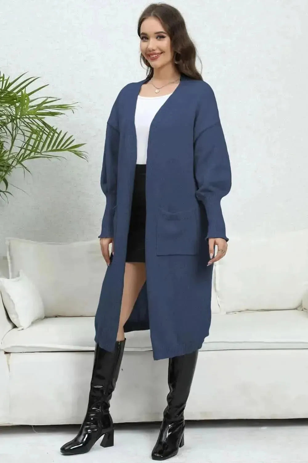 Open Front Dropped Shoulder Cardigan - Bad Moms Club