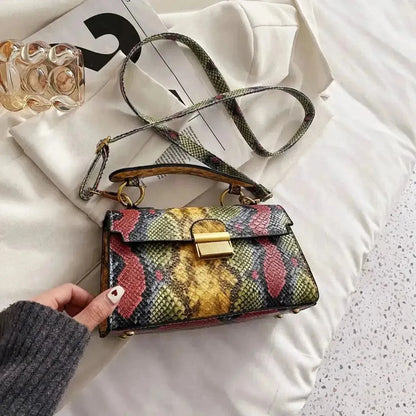 PU Leather Snakeskin Print Crossbody Bag - Bad Moms Club