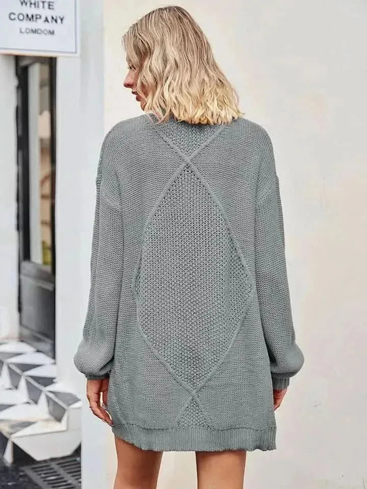 Cable-Knit Long Sleeve Cardigan - Bad Moms Club