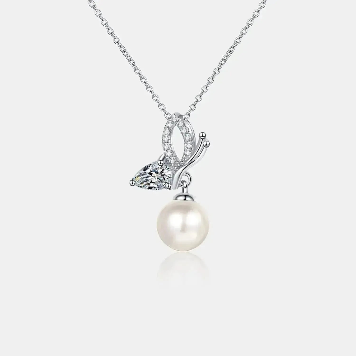 Pearl Pendant Moissanite 925 Sterling Silver Necklace - Bad Moms Club