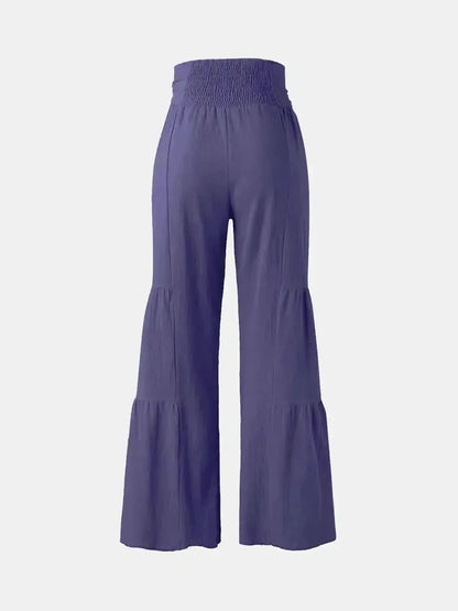Tied Ruched Wide Leg Pants - Bad Moms Club