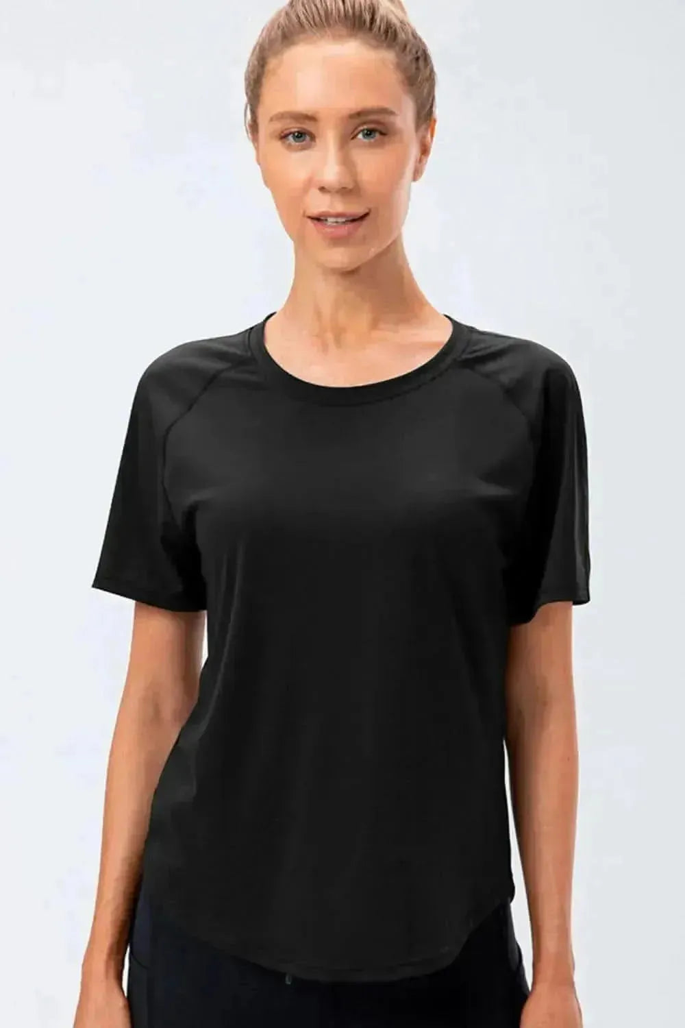 Round Neck Raglan Sleeve Active Tee - Bad Moms Club