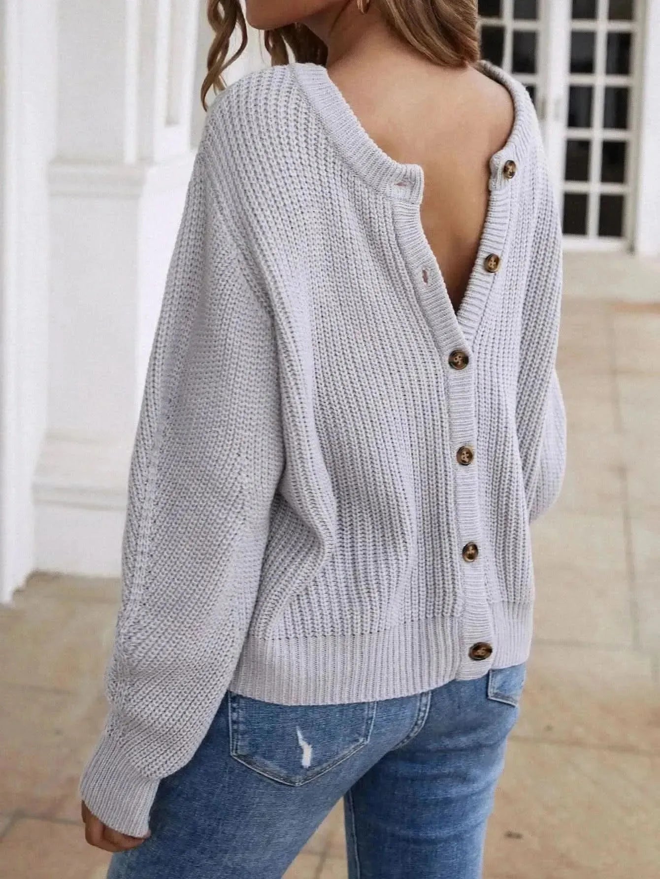 Button Down Rib-Knit Reversible Cardigan - Bad Moms Club