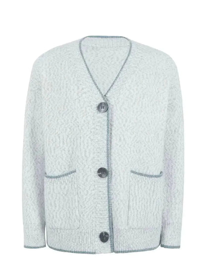 Button Down V-Neck Cardigan with Pockets - Bad Moms Club