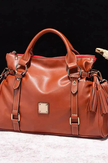 PU Leather Handbag with Tassels - Bad Moms Club