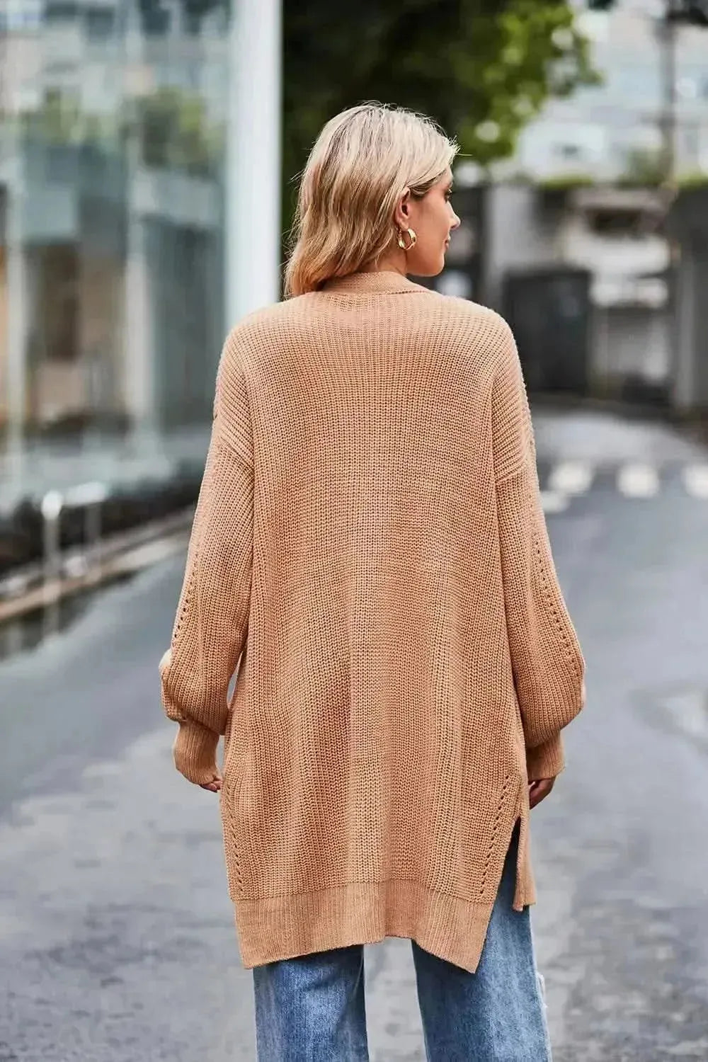 Open Front Dropped Shoulder Longline Cardigan - Bad Moms Club