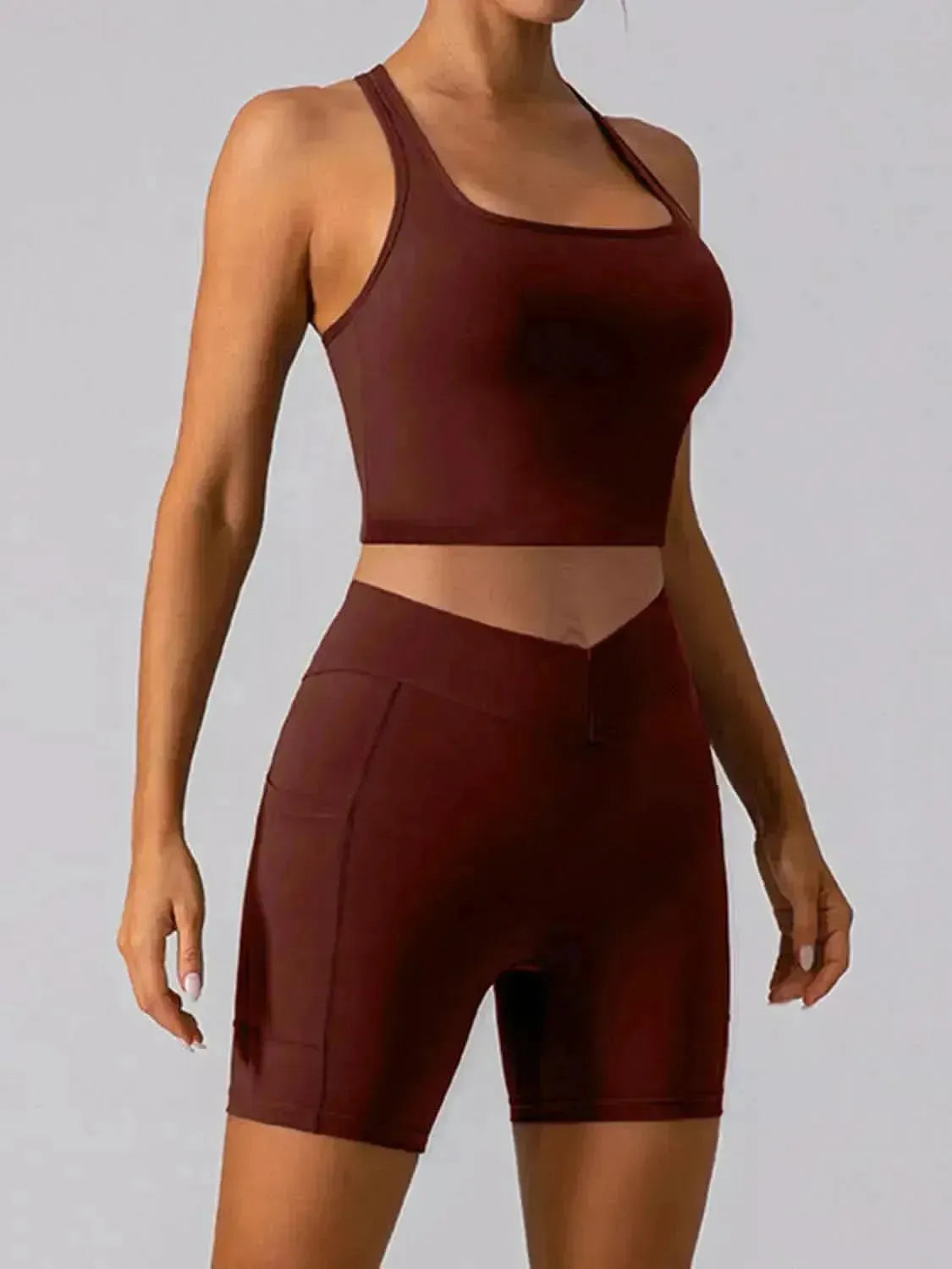 Square Neck Racerback Cropped Tank - Bad Moms Club