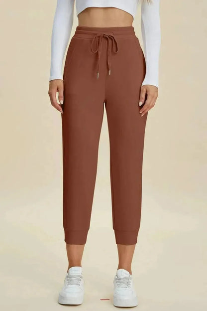 Basic Bae Full Size Air Scuba Drawstring High Waist Cropped Pants - Bad Moms Club