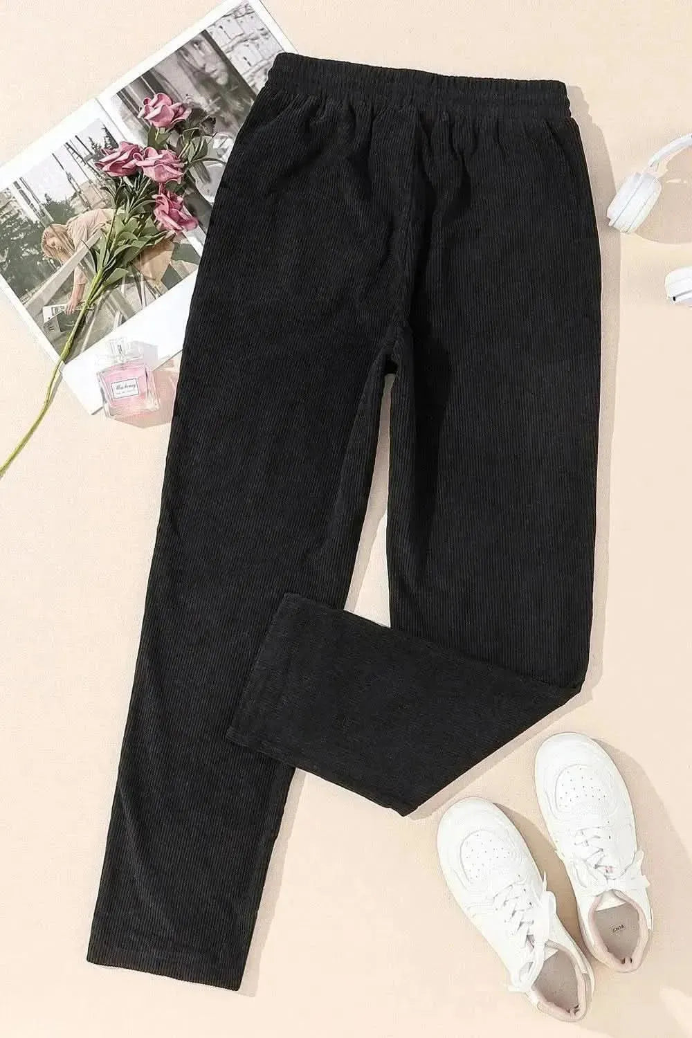 Drawstring Straight Pants with Pockets - Bad Moms Club