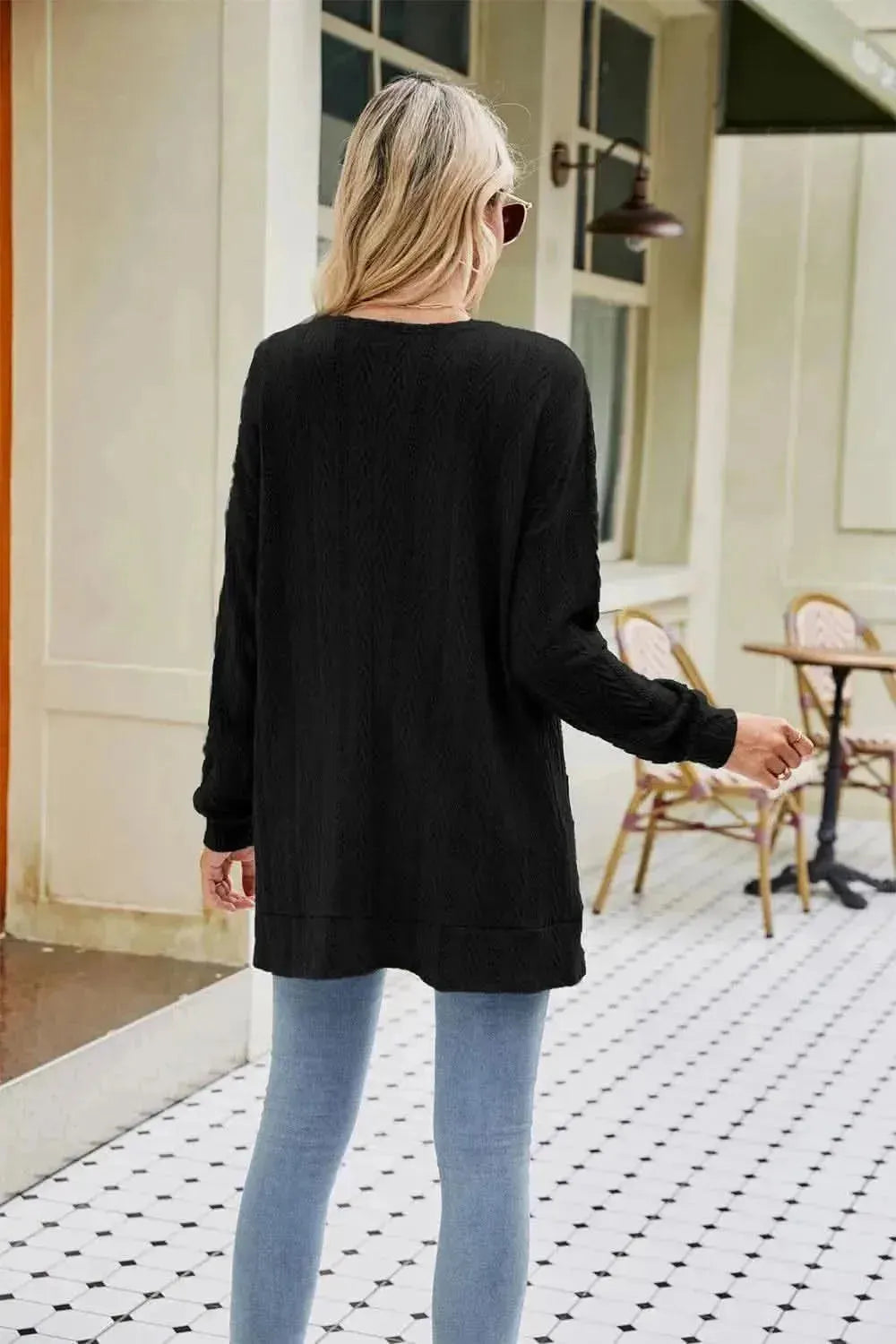 Long Sleeve Pocketed Cardigan - Bad Moms Club