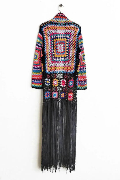 Fringe Tied Long Sleeve Cardigan - Bad Moms Club