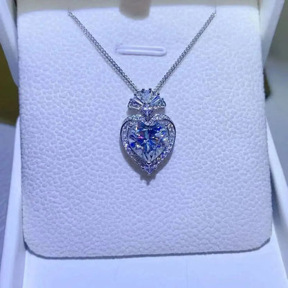 3 Carat Moissanite 925 Sterling Silver Heart Pendant Necklace - Bad Moms Club