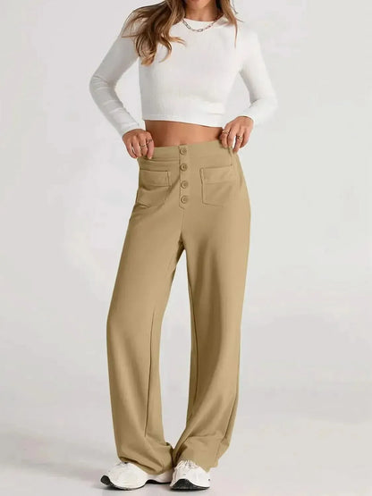 High Waist Wide Leg Pants - Bad Moms Club