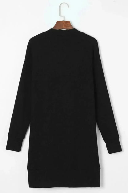 Pocketed Open Front Long Sleeve Cardigan - Bad Moms Club