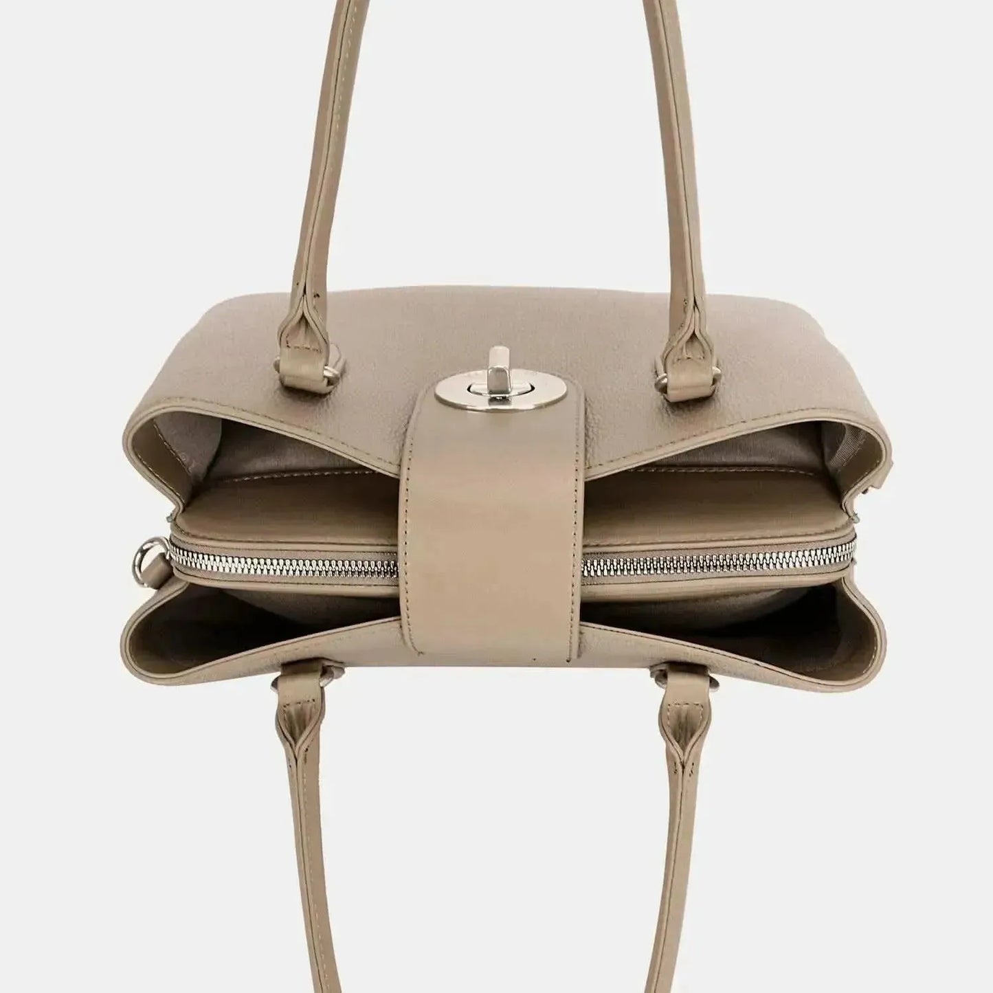 David Jones PU Leather Twist-Lock Tote Bag - Bad Moms Club