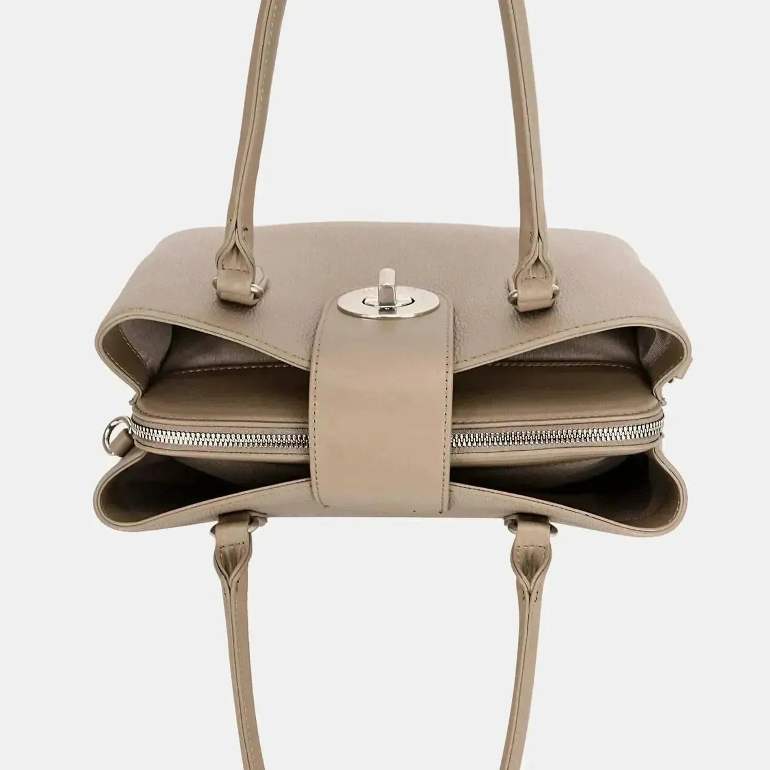 David Jones PU Leather Twist-Lock Tote Bag - Bad Moms Club