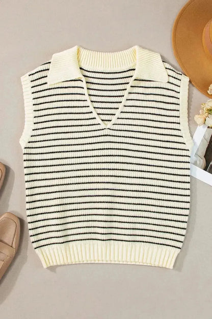 Striped Collared Neck Tank - Bad Moms Club