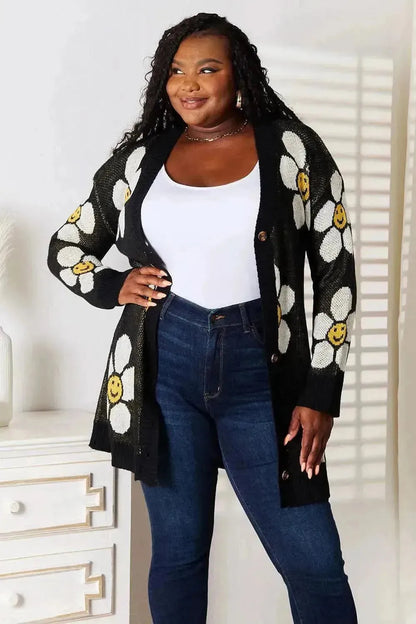 Floral Button Down Longline Cardigan - Bad Moms Club