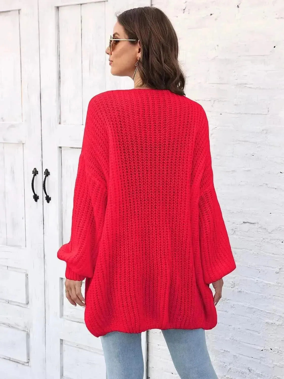 Open Front Dropped Shoulder Longline Cardigan - Bad Moms Club