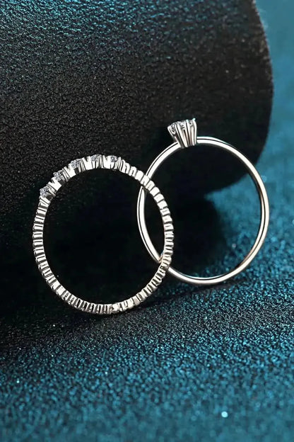 Moissanite 925 Sterling Silver Two-Piece Ring Set - Bad Moms Club
