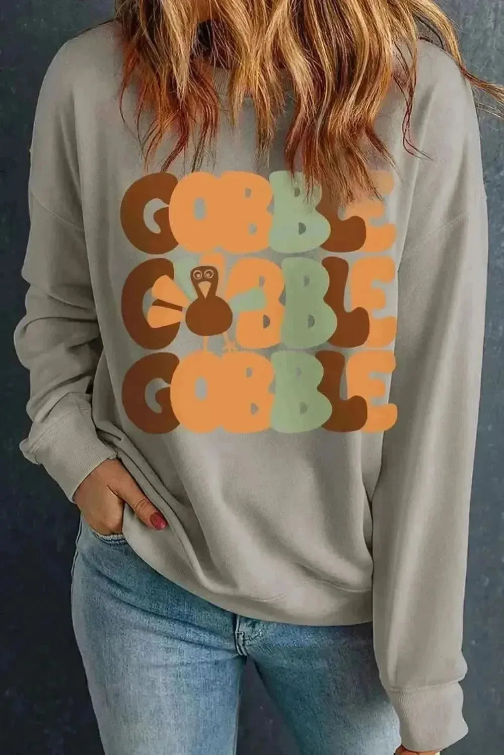 Letter Graphic Round Neck Long Sleeve Sweatshirt - Bad Moms Club