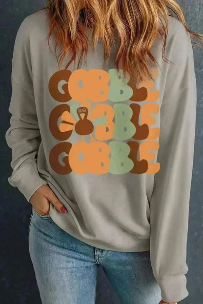 Letter Graphic Round Neck Long Sleeve Sweatshirt - Bad Moms Club