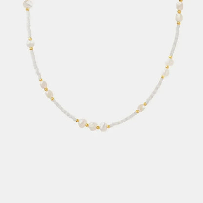 Titanium Steel Glass Bead Pearl Necklace - Bad Moms Club
