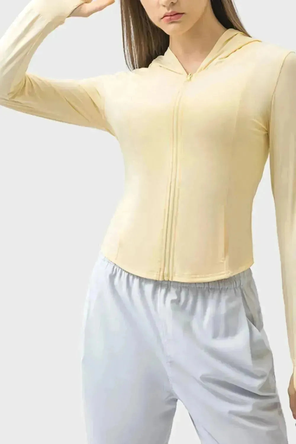 Pocketed Zip Up Hooded Long Sleeve Active Outerwear - Bad Moms Club