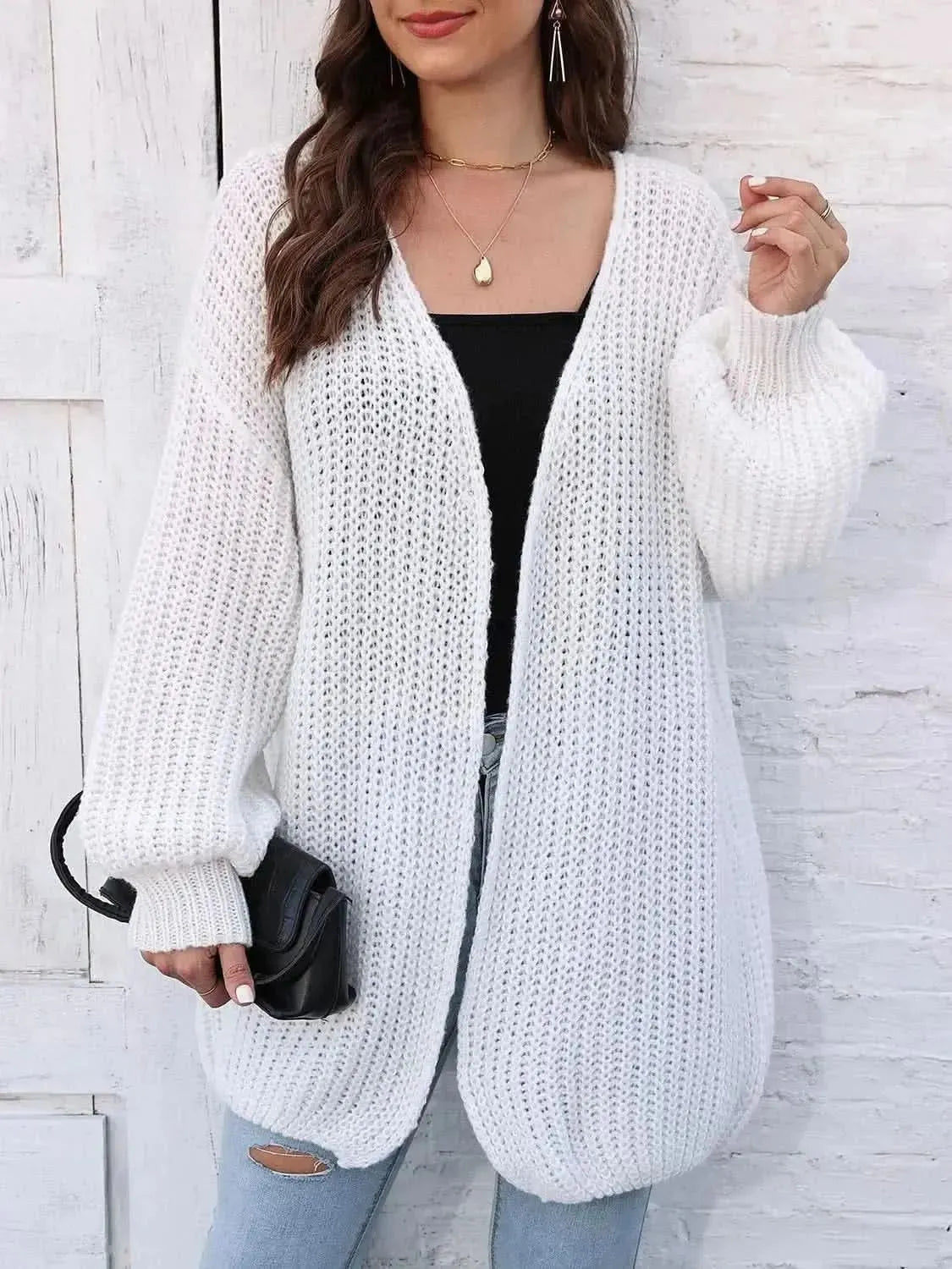 Open Front Dropped Shoulder Longline Cardigan - Bad Moms Club