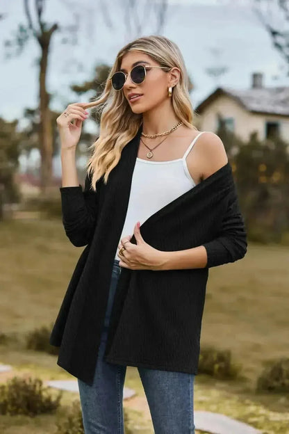 Open Front Long Sleeve Cardigan - Bad Moms Club