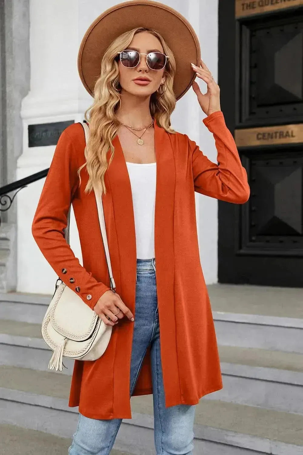 Open Front Long Sleeve Cardigan - Bad Moms Club
