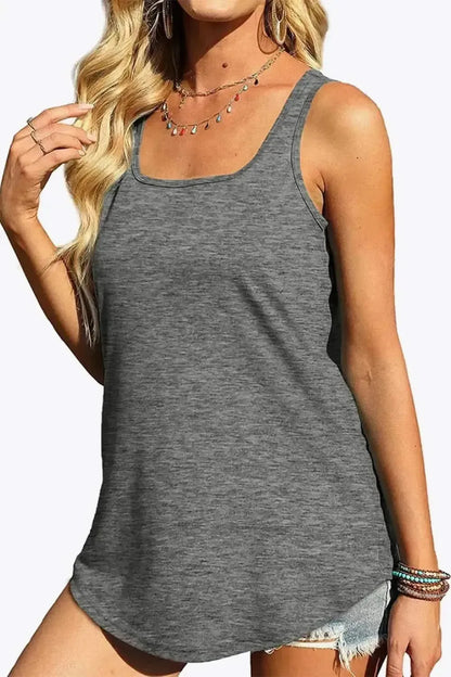 Curved Hem Square Neck Tank - Bad Moms Club
