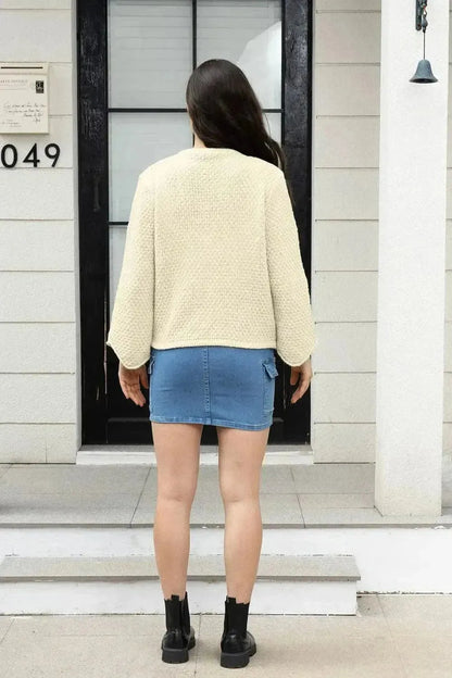 Button Up Long Sleeve Cardigan with Pockets - Bad Moms Club
