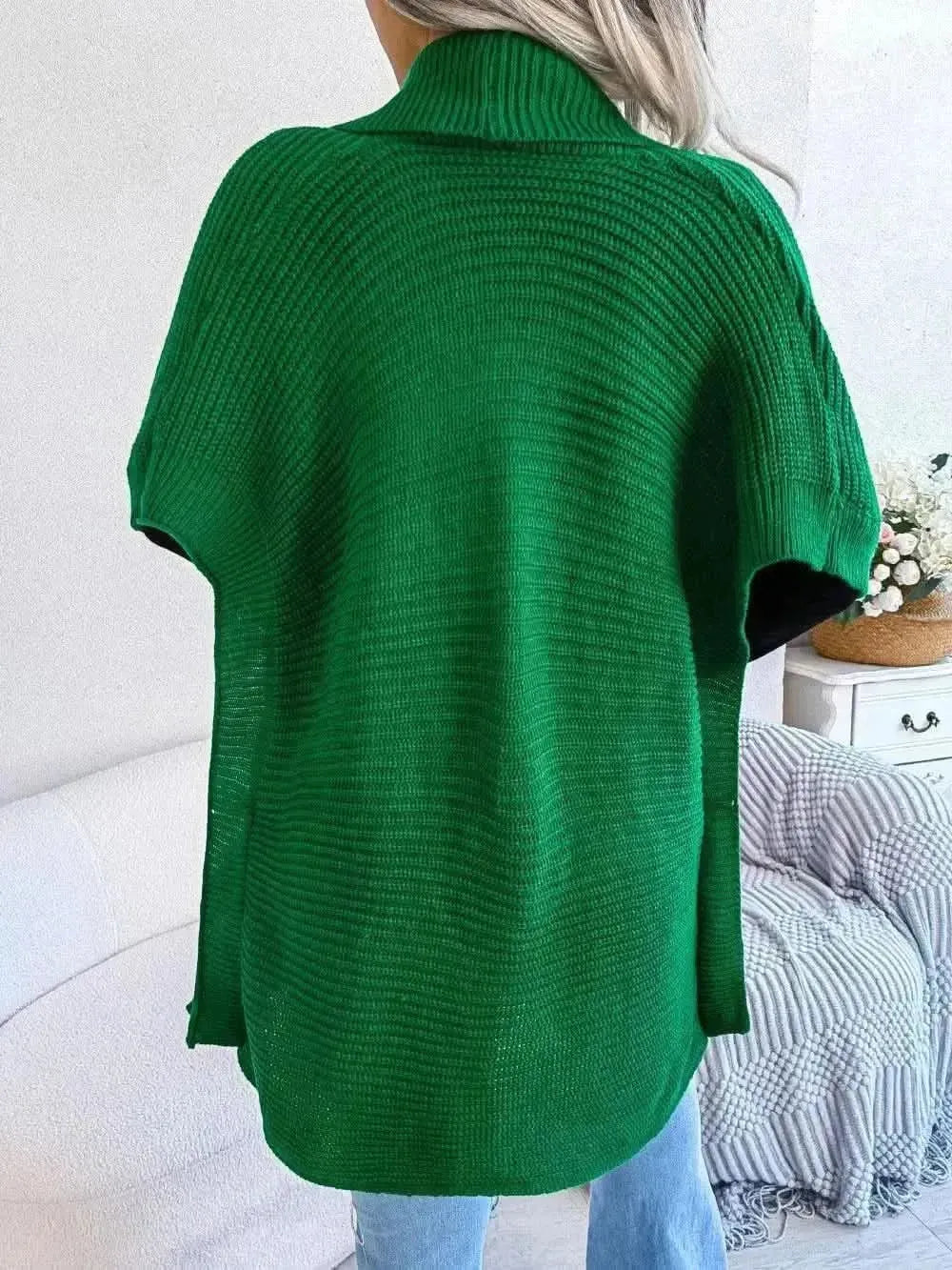 Horizontal Ribbing Open Front Slit Cardigan - Bad Moms Club