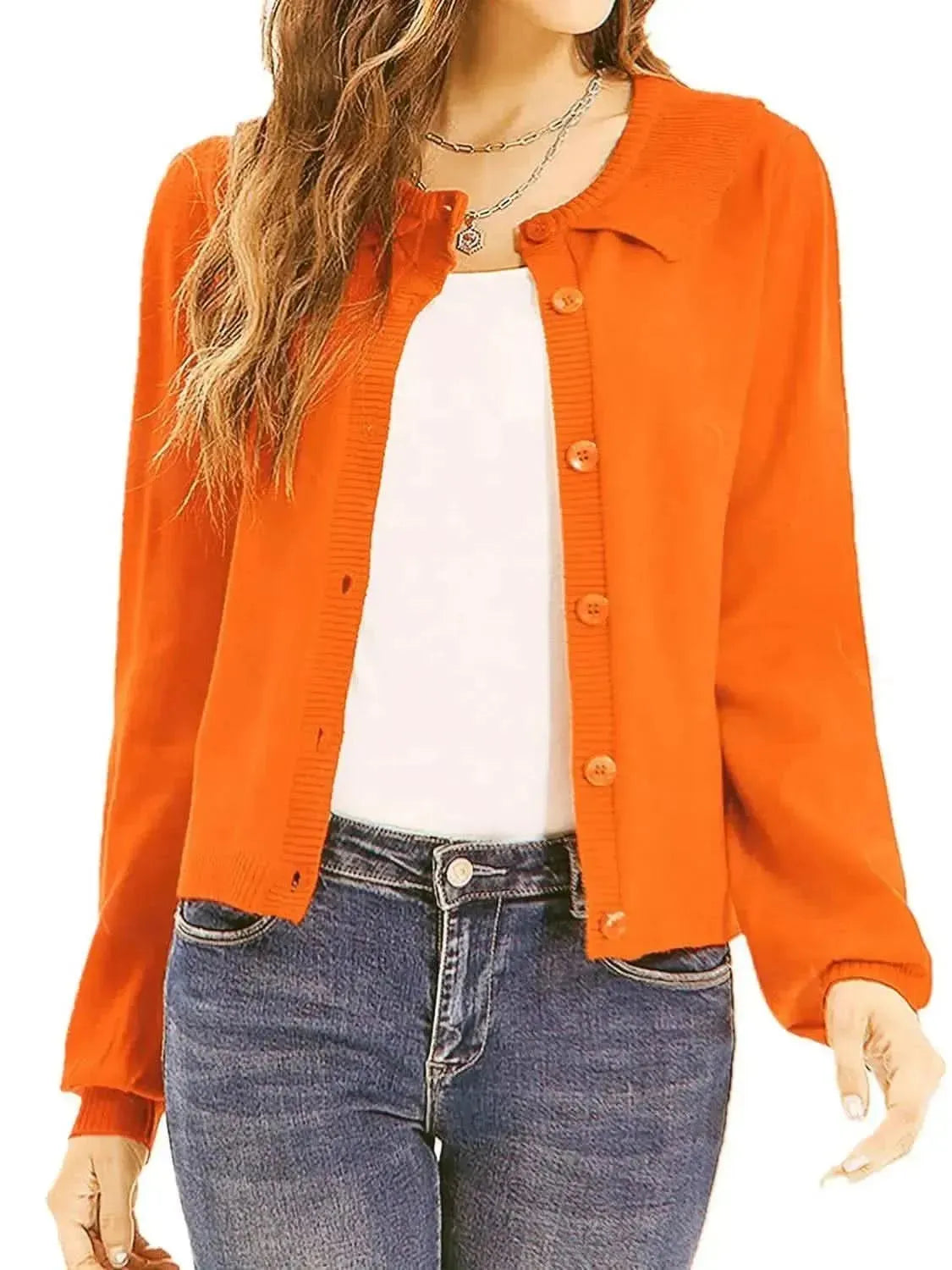Collared Long Sleeve Button Down Cardigan - Bad Moms Club