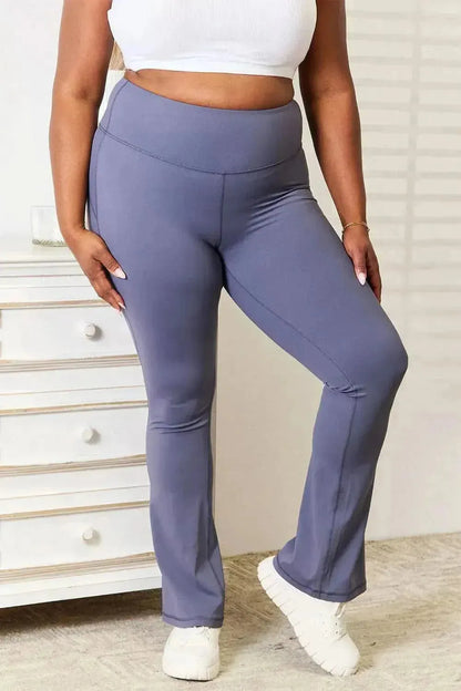Basic Bae Wide Waistband Bootcut Sports Pants - Bad Moms Club