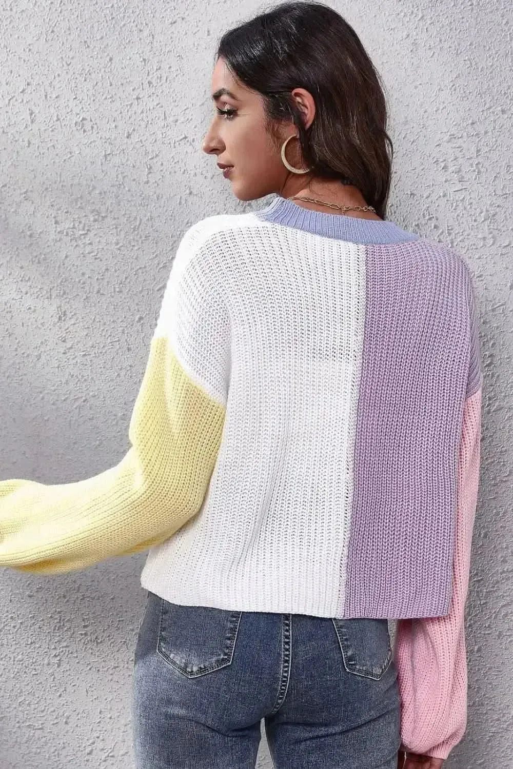 Color Block Ribbed Long Sleeve Cardigan - Bad Moms Club