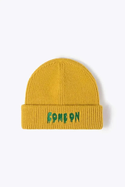 COME ON Embroidered Cuff Knit Beanie - Bad Moms Club