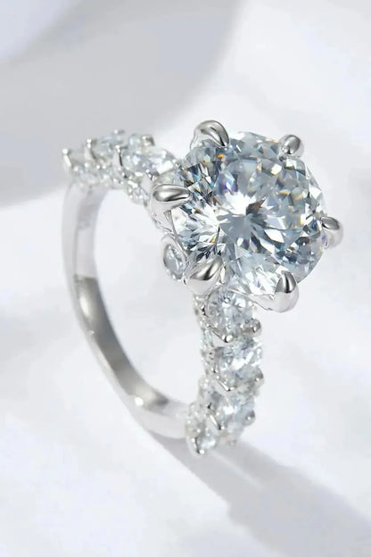 3-Carat Moissanite Platinum-Plated Side Stone Ring - Bad Moms Club