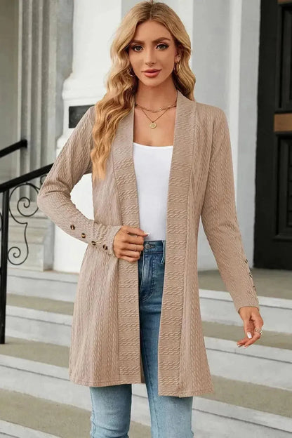 Open Front Long Sleeve Cardigan - Bad Moms Club