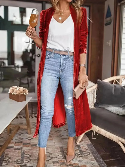 Open Front Long Sleeve Coat - Bad Moms Club